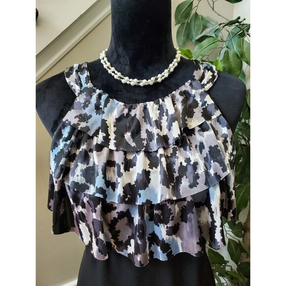 En Focus Studio Women's Black & White Round Neck Sleeveless Knee Length Dress 12 - Picture 5 of 10